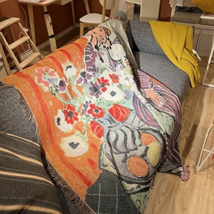 Jetés tissés décoratifs de haute qualité, d'artistes célèbres, magnifiques, en jacquard, avec pompon - Product Image 5