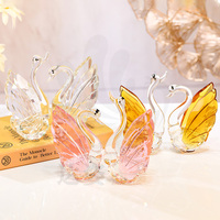 Élégante Décoration en Verre Cristal K9 en Forme de Cygne Long, Écologique et de Haute Qualité, pour Mariage, Cadeau, Fête d'Anniversaire, Maison