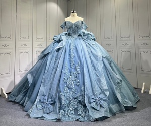 Vestidos de Quinceañera Mumuleo Sweet 16 con Hombros Descubiertos, Vestidos de 15 Años con Cuentas y Borlas, Estilo Fiesta, Largos hasta el Suelo, con Lazo de Encaje - Product Image 5
