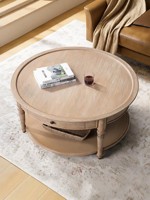 Table basse/de thé vintage américaine en bois massif, style français, antique, avec tiroir de rangement double couche, petite table