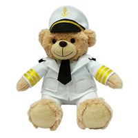 Ours en peluche aviateur personnalisé avec veste, jouet en peluche en gros avec logo personnalisé, taille personnalisable pour souvenir et cadeau promotionnel