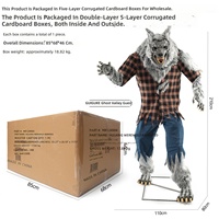 Décorations d'extérieur d'Halloween grand format transfrontalières : Figurines de loup-garou et de fantôme en plastique rotatives, rechargeables par batterie, pour adultes