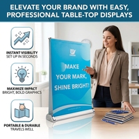 Support de bannière déroulante compact pour table avec tissu personnalisé pour la publicité extérieure, accessoires d'affichage modernes