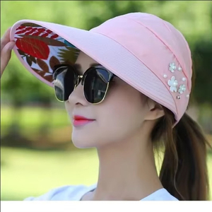 Hat Summer Shade HHt for Women <b>Foldable</b> <b>Beach</b> Large Brimmed Hat UV Cycling Empty Top - Product Image 3