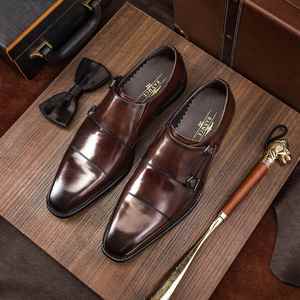รองเท้าผู้ชายแบบ Monk Strap สไตล์เกาหลี สำหรับธุรกิจและงานทางการ  วัสดุพรีเมียม ระบายอากาศได้ดี กันลื่น น้ำหนักเบา - Product Image 6