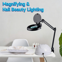 Cosmetic Lamp Eye Lash Electronics Inspection LED Beauty Eyelash Extensions Swing Arm Desk Magnifying Lamp with Stand or Clamp