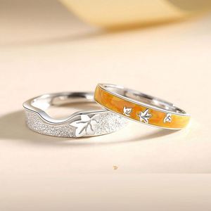 Romantic Maple Leaf <b>Couple</b> <b>Ring</b> for Wedding Jewelry Valentine's Day Gift Open Adjustable <b>Ring</b> - Product Image 1