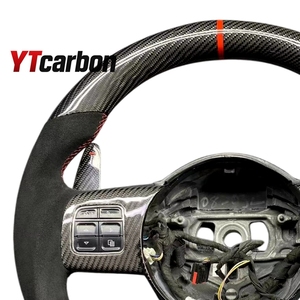 Volant en cuir sur mesure YTcarbon pour Grand Cherokee Charger Challenger <span class=keywords><strong>Durango</strong></span> Chrysler 300 SRT <span class=keywords><strong>SRT8</strong></span> Trackhawk, cuir italien, daim - Product Image 4