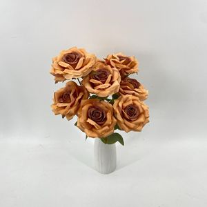 Offre Spéciale – Bouquets de Roses Artificielles Effet Vieilli en Soie, 7 Têtes, Rose, Champagne, Vert pour Mariage, Célébration, Décoration de Couloir - Product Image 6