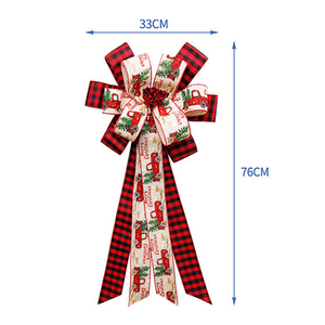 Pita Natal Besar Bermotif Kotak-Kotak Merah dari Kain Goni untuk Dekorasi Dinding, Pagar, dan Puncak Pohon Natal, untuk Dekorasi Natal 2027 - Product Image 2