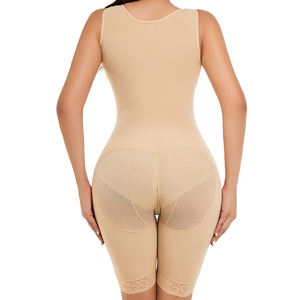 6304 Fajas colombianas de cuerpo completo con cuello en V sin mangas hasta la rodilla sujetador moldeador correas anchas para los hombros levantador de glúteos - Product Image 6