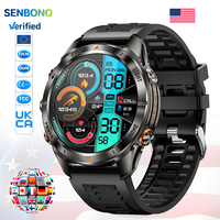 SENBONO KT80 Neue Trendige Herren Smartwatch mit Taschenlampe, Starkem Licht, BT-Anruf, Sprachassistent, Sport-Smartwatch für Outdoor-Aktivitäten, Unisex