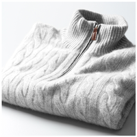 Pull en laine/cachemire à col roulé et fermeture éclair sur le devant, design carré Fonda, pour homme, hiver