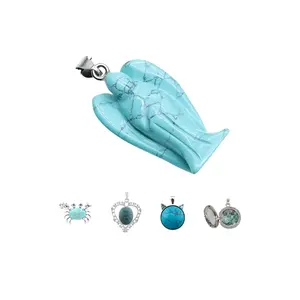 Mode Natuurlijke Edelsteen Engel Helende Turquoise Hanger Handgemaakte Hoge Kwaliteit Turquoise Hanger