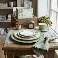 Assiettes en céramique en gros pour hôtels et restaurants – Lot de 8, 10,5 et 12 pouces – Vaisselle en porcelaine à motifs floraux – Vente en gros