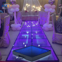 Effet disco 3D, sol de danse à LED infini, éclairage de fond de scène, matrice de miroirs carrés, lampe personnalisée, panneau de sol de danse à LED 3D