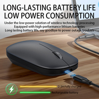 Mouse Gaming Nirkabel BT Dual-mode Ultra-tipis Berkualitas Tinggi, Mouse Nirkabel Portabel untuk Belajar dan Kantor