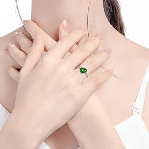 Natural Jadeite Green Gourd <b>Ring</b> S925 Silver Inlaid Chinese Style Women's Jewelry Gift of Appraisal Certificate D1026 - Product Image 4