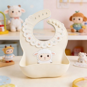 Bavoirs pour bébé en silicone de qualité alimentaire, sans BPA, non toxiques, avec logo personnalisé, ajustables, pour l'alimentation et l'apprentissage, imperméables et écologiques, vente en gros - Product Image 4