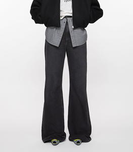 نسائي أنيق Y2K منخفض الخصر بنطلون فضفاض جيد التهوية منتصف برميل الشارع ملابس الشارع الدنيم الجاموس Ecowalson الرجعية أسود السراويل الساق واسعة - Product Image 4