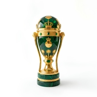 Trophée de football sur mesure en or 24 carats vert émeraude avec poignée en forme de lion couronné : Récompense de luxe personnalisée pour la Ligue des Champions