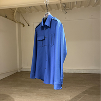 MOQ : 1 pièce |   Ensemble chemise et pantalon bleu à manches longues pour homme - Style militaire, tenue de travail décontractée avec poches pour le quotidien et les activités de plein air