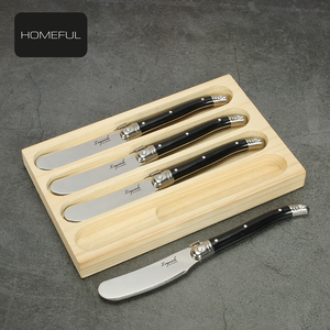 <span class=keywords><strong>Couteau</strong></span> à tartiner en acier inoxydable avec manche en plastique noir, ensemble de couteaux à pain, 4 couteaux à tartiner pour fromage à pâte molle, lavable au lave-vaisselle - Product Image 5