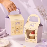 Boîte à gâteau personnalisée en matériaux recyclés de qualité alimentaire, doublée d'éponge, avec poignée, emballage portable pour desserts et mousses