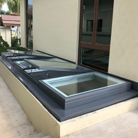 Fenêtre de toit moderne à cadre en aluminium, double vitrage trempé, lamellé-collé, pour jardin, avec persienne, sécurité intelligente et automatique