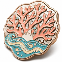 Émail souple personnalisé Corail Vague du Mont Fuji avec placage nickel, sculpture artistique, design ange, cadeau de collection