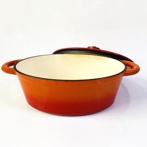 <span class=keywords><strong>Cocotte</strong></span> ovale couverte d'émail à haute brillance <span class=keywords><strong>Four</strong></span> hollandais en fonte 7L avec couvercle - Product Image 2