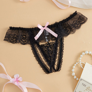Ding Zhi Mei String en dentelle noir transparent, lingerie féminine taille basse, sous-vêtements sexy - Product Image 1