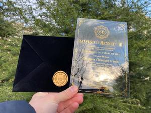 <span class=keywords><strong>Carte</strong></span> d'invitation de mariage acrylique en plexiglas d'enveloppe de velours noir de luxe avec sceau de cire pour la douche nuptiale <span class=keywords><strong>carte</strong></span> de mariage - Product Image 6