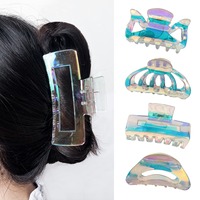 Pinces à cheveux multi-geometriques de style coréen pour filles, pinces à cheveux holographiques personnalisées, pinces à cheveux en acrylique personnalisées pour femmes