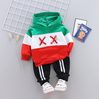 Automne mode décontracté hooodie patchwork bébé nouveau-né ensemble costume vêtements pour garçon