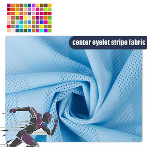 Tissu en maille tricotée 100 % polyester à rayures, à faible élasticité, à œillets moyens, à trous fins, vente en gros directe 50D - Product Image 3