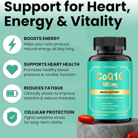 Capsule de Coenzyme Q10 Ubiquinone Végétalienne Pure Haute Puissance 400mg à Marque Blanche OEM – Complément CoQ10 pour la Santé Cardiaque et l'Énergie
