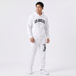 Conjunto Deportivo Unisex con Capucha, Transpirable, con Cierre de Cordón, Ligero, de Los Ángeles, California, Pantalones Deportivos Blancos de Algodón, Dos Piezas, Casual - Product Image 1