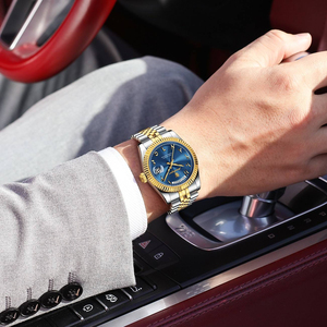 For 845 Men Quartz <b>Watch</b> 36mm Dial 9mm Thickness Alloy Case <b>Arabic</b> Day/Date Stainless Steel Band Business Fashion <b>Watch</b> - Product Image 4