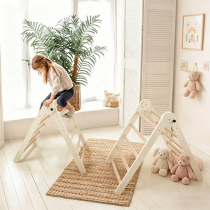 Indoor Outdoor Kids Furniture Wooden Triangle Climber Folding Toddler Montessori Climbing <b>Frame</b> - Product Image 2