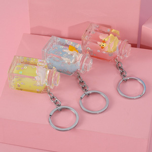 Nuevo llavero de acrílico de cristal de botella flotante bonita de dibujos animados de aceite teñido de macarrón para cadena de teléfono móvil colgante de bolsa de coche - Product Image 2
