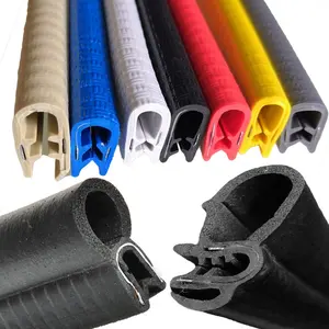 Rubber trim edging protection sealing strip with metal clips for sheet metal