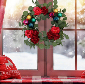 Guirnalda de Flores de Eucalipto Ecológica de 19.69 Pulgadas con Bolas Artificiales, Decoración Navideña para Interiores, Puerta Principal y Pared, Estilo Tradicional - Product Image 6