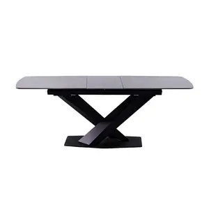 <Modern Home Folding Expanding Dining Table Set Rectangle Luxury Extendable Sintered Stone/slate/marbel Foldable Table For Home