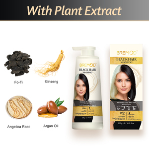 BREMOD Shampoo Colorante Nero al Ginseng Senza Ammoniaca, Non Macchia la Pelle, Copertura 100% Capelli Grigi e Bianchi, Colorazione Rapida in <span class=keywords><strong>8</strong></span> Minuti, 200g*2 - Product Image 4
