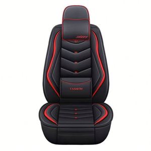Housse de siège de voiture universelle de style sportif et protège-tête imperméables en PU pour sièges avant et arrière - Product Image 1