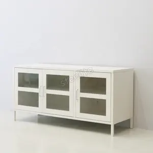 Nuevos juegos de muebles para sala de estar, precio barato, soporte de televisión de bajo precio, negro, blanco, Metal, Media Entertainment, suelo, mesa de banco