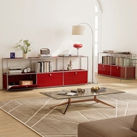 Buffet de présentation en acier inoxydable à assemblage libre, avec étagère ouverte et armoire combinée fermée, pour le rangement dans le salon ou la zone café