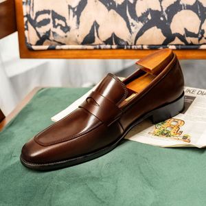 Mocasines de Cuero Genuino Negro con Punta Cuadrada, Zapatos de Vestir Sin Cordones para Hombre, para Oficina, Todas las Temporadas, Color Sólido, Estilo de Punta Lisa - Product Image 2