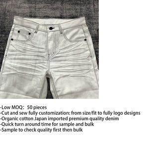 DENIMGUYS Jeans évasés à pattes évasées en toile cirée pour <span class=keywords><strong>homme</strong></span> avec logo imprimé en sérigraphie personnalisé, style streetwear vintage, effet 3D, effet vieilli - Product Image 3